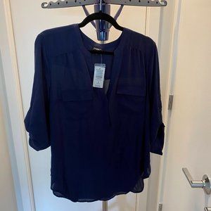 Torrid Harper NAVY Georgette Pullover Blouse Size 1